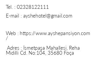 Ayshe Pansiyon iletiim bilgileri